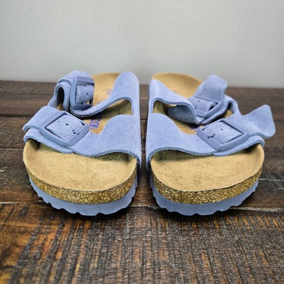 NEW Birkenstock Arizona Womens Size 8 EU 39 Narrow Sandals Suede Blue Brown Soft - Picture 3 of 10